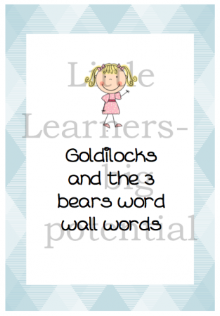Goldilocks word wall wordsGoldilocks word wall words